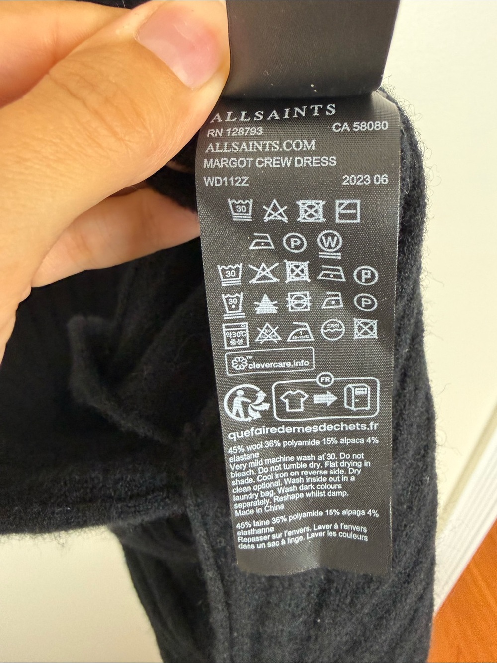 All Saints Margot Wool Blend Dress Black Size Small - Picture 8 of 12